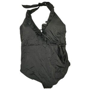 Swimsuits For All Womens Size 20 One-Piece Swimsuit Black Halter Swimwear NWT
